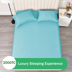 3 Piece Fitted Sheet Set- Fitted Sheet & Pillowcases -Breathable Bedding - Wrinkle, Fade, Stain Resistant- 40cm Deep Pocket F