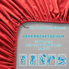 3 Piece Fitted Sheet Set- Fitted Sheet & Pillowcases -Breathable Bedding - Wrinkle, Fade, Stain Resistant- 40cm Deep Pocket F