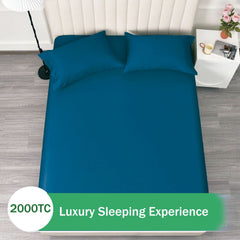 3 Piece Fitted Sheet Set- Fitted Sheet & Pillowcases -Breathable Bedding - Wrinkle, Fade, Stain Resistant- 40cm Deep Pocket F