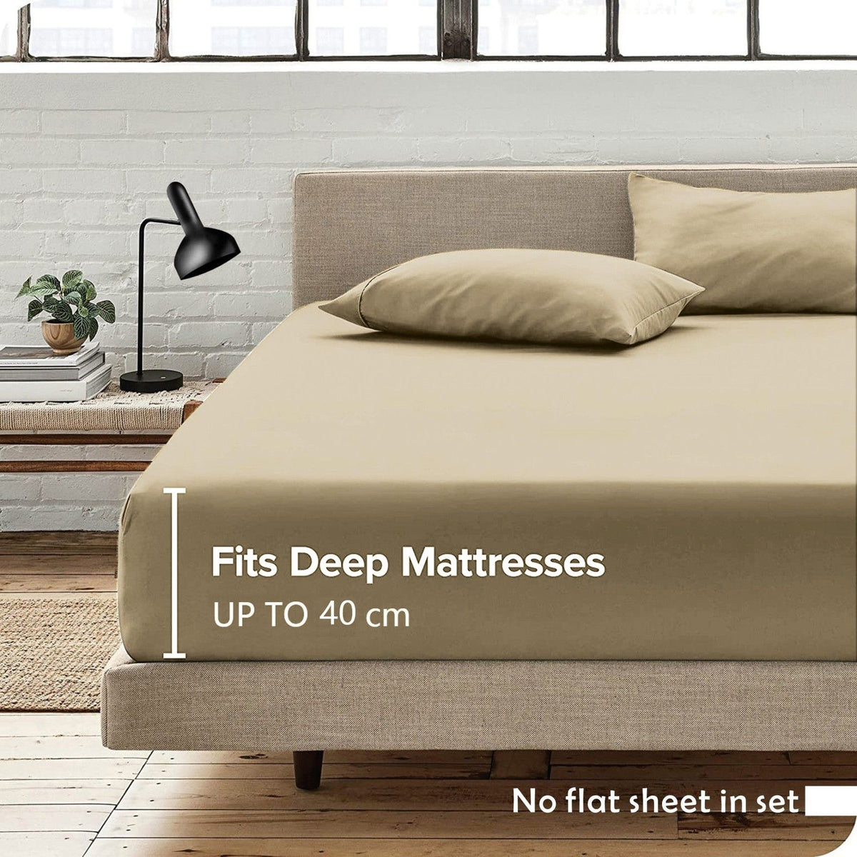 3 Piece Fitted Sheet Set- Fitted Sheet & Pillowcases -Breathable Bedding - Wrinkle, Fade, Stain Resistant- 40cm Deep Pocket F