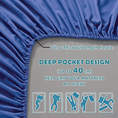 Hotel Quality Fitted Sheet - 1 Piece Fitted Sheet  -Breathable Bedding - Wrinkle, Fade, Stain Resistant- 16inch/40cm Deep Poc