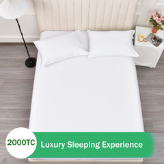 2 Piece Fitted Sheet Set- Fitted Sheet & Pillowcases -Breathable Bedding - Wrinkle, Fade, Stain Resistant- 40cm Deep Pocket F