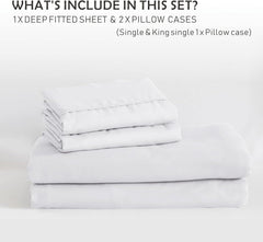 2 Piece Fitted Sheet Set- Fitted Sheet & Pillowcases -Breathable Bedding - Wrinkle, Fade, Stain Resistant- 40cm Deep Pocket F