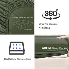 2 Piece Fitted Sheet Set- Fitted Sheet & Pillowcases -Breathable Bedding - Wrinkle, Fade, Stain Resistant- 40cm Deep Pocket F