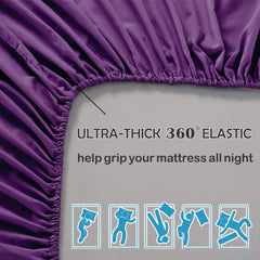 2 Piece Fitted Sheet Set- Fitted Sheet & Pillowcases -Breathable Bedding - Wrinkle, Fade, Stain Resistant- 40cm Deep Pocket F