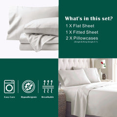 3 Piece Bed Sheet Set- Bedding Sheets & Pillowcases -Breathable Bedding - Wrinkle, Fade, Stain Resistant-Deep Pocket Flat Fit