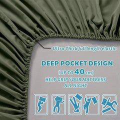 3 Piece Bed Sheet Set- Bedding Sheets & Pillowcases -Breathable Bedding - Wrinkle, Fade, Stain Resistant-Deep Pocket Flat Fit