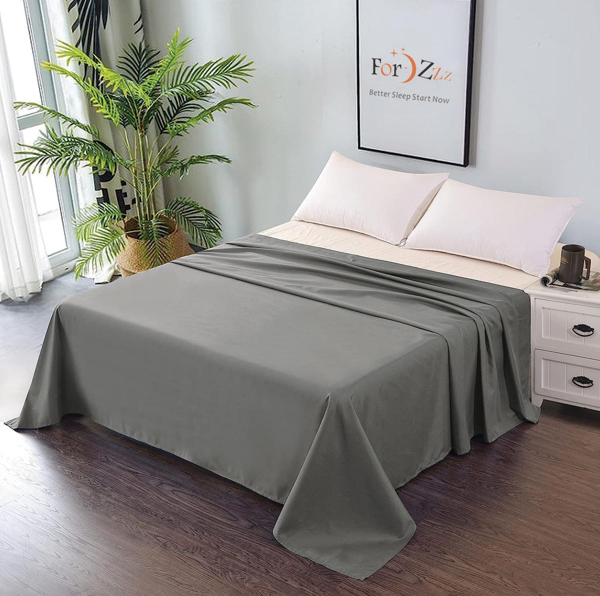 Elegant Comfort Premium Hotel Quality 1-Piece King Single Flat Sheet, Luxury and Softest 2000 Thread Count Bedding Flat Sheet