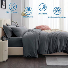 3 Piece Hotel Soft Microfiber Quilt Cover Set-2000TC Duvet/Donna Cover Set & Pillowcases -1 Quilt Cover Zipper Closure & 1 x 