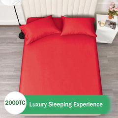 3 Piece Fitted Sheet Set- Fitted Sheet & Pillowcases -Breathable Bedding - Wrinkle, Fade, Stain Resistant- 40cm Deep Pocket F