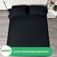 3 Piece Fitted Sheet Set- Fitted Sheet & Pillowcases -Breathable Bedding - Wrinkle, Fade, Stain Resistant- 40cm Deep Pocket F