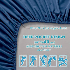 4 Piece Bed Sheet Set- Bedding Sheets & Pillowcases -Breathable Bedding - Wrinkle, Fade, Stain Resistant-Deep Pocket Flat Fit