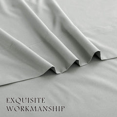 4 Piece Bed Sheet Set- Bedding Sheets & Pillowcases -Breathable Bedding - Wrinkle, Fade, Stain Resistant-Deep Pocket Flat Fit