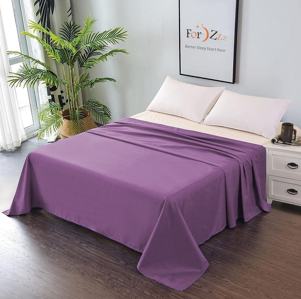 Elegant Comfort Premium Hotel Quality 1-Piece Queen Flat Sheet, Luxury and Softest 2000 Thread Count Bedding Flat Sheet(Queen