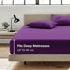 Hotel Quality Fitted Sheet - 1 Piece Fitted Sheet  -Breathable Bedding - Wrinkle, Fade, Stain Resistant- 16inch/40cm Deep Poc