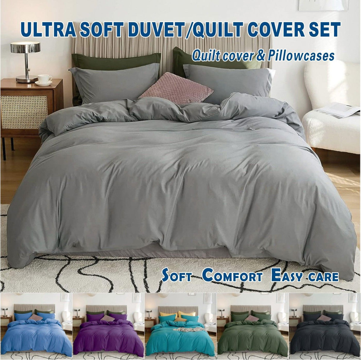 2 Piece Hotel Soft Microfiber Quilt Cover Set-2000TC Duvet/Donna Cover Set & Pillowcases -1 Quilt Cover Zipper Closure & 1 x 