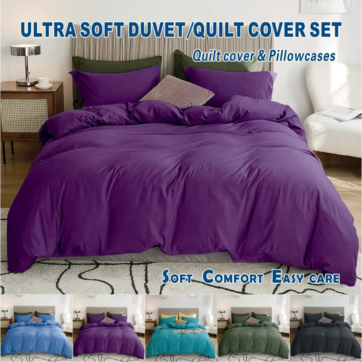 2 Piece Hotel Soft Microfiber Quilt Cover Set-2000TC Duvet/Donna Cover Set & Pillowcases -1 Quilt Cover Zipper Closure & 1 x 