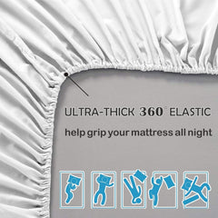 2 Piece Fitted Sheet Set- Fitted Sheet & Pillowcases -Breathable Bedding - Wrinkle, Fade, Stain Resistant- 40cm Deep Pocket F