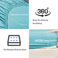 2 Piece Fitted Sheet Set- Fitted Sheet & Pillowcases -Breathable Bedding - Wrinkle, Fade, Stain Resistant- 40cm Deep Pocket F