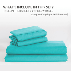 2 Piece Fitted Sheet Set- Fitted Sheet & Pillowcases -Breathable Bedding - Wrinkle, Fade, Stain Resistant- 40cm Deep Pocket F