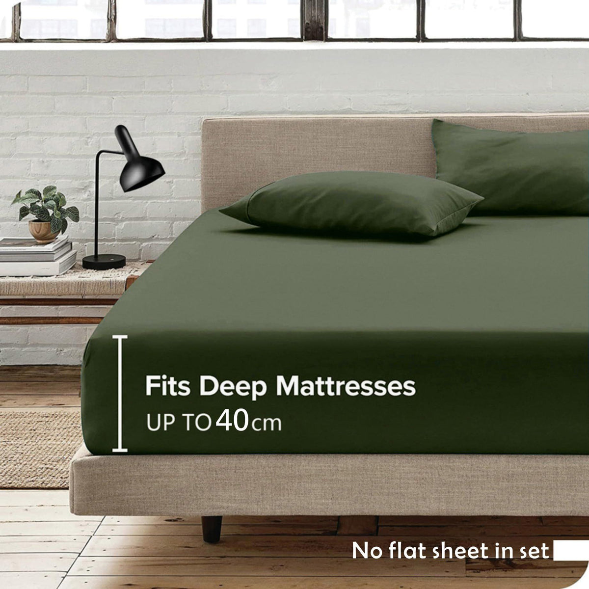 2 Piece Fitted Sheet Set- Fitted Sheet & Pillowcases -Breathable Bedding - Wrinkle, Fade, Stain Resistant- 40cm Deep Pocket F