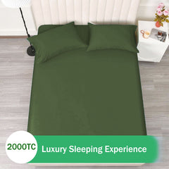 2 Piece Fitted Sheet Set- Fitted Sheet & Pillowcases -Breathable Bedding - Wrinkle, Fade, Stain Resistant- 40cm Deep Pocket F