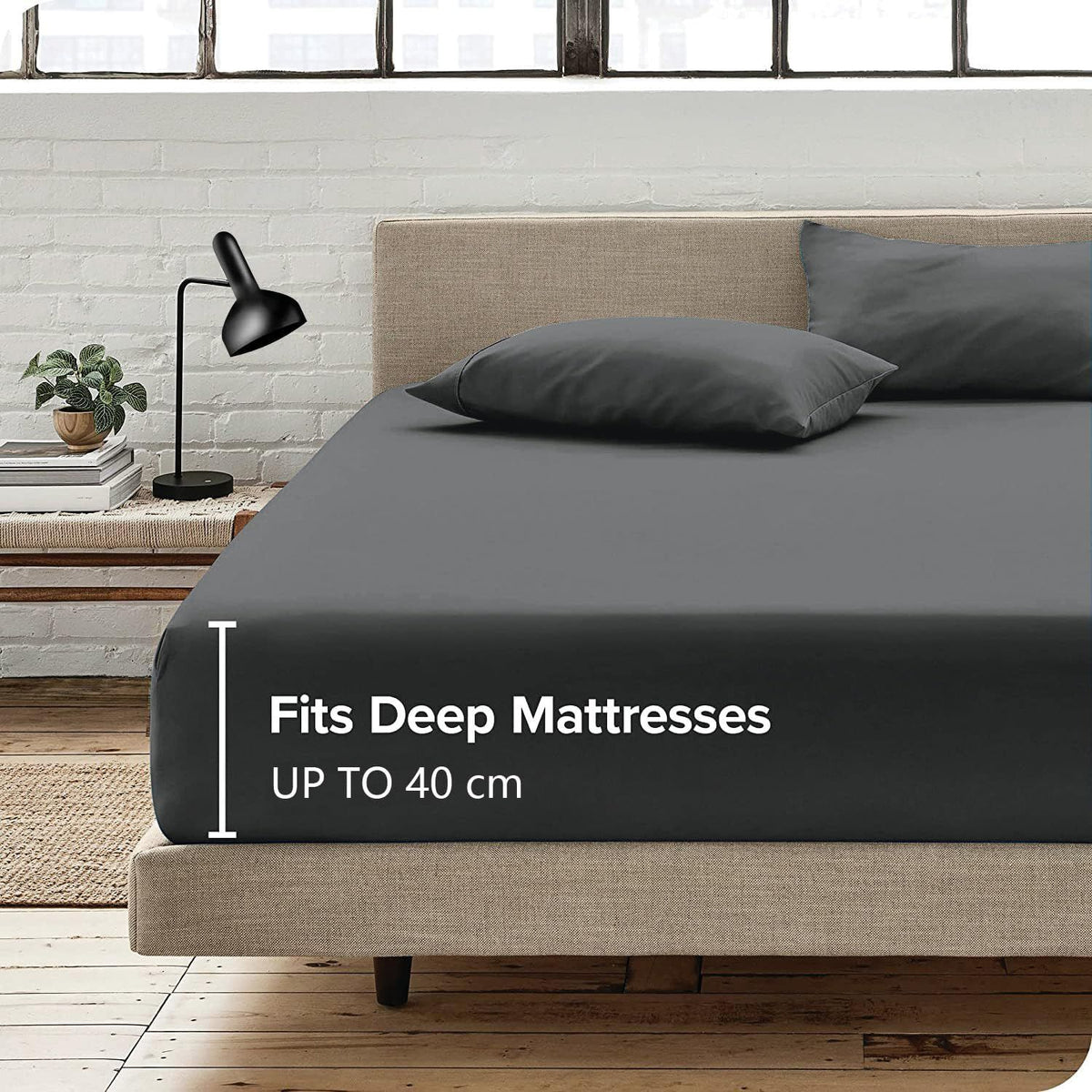 2 Piece Fitted Sheet Set- Fitted Sheet & Pillowcases -Breathable Bedding - Wrinkle, Fade, Stain Resistant- 40cm Deep Pocket F