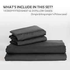 2 Piece Fitted Sheet Set- Fitted Sheet & Pillowcases -Breathable Bedding - Wrinkle, Fade, Stain Resistant- 40cm Deep Pocket F