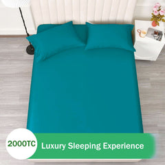 2 Piece Fitted Sheet Set- Fitted Sheet & Pillowcases -Breathable Bedding - Wrinkle, Fade, Stain Resistant- 40cm Deep Pocket F