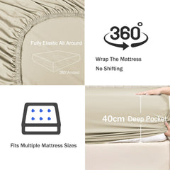 2 Piece Fitted Sheet Set- Fitted Sheet & Pillowcases -Breathable Bedding - Wrinkle, Fade, Stain Resistant- 40cm Deep Pocket F