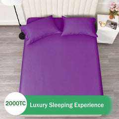 2 Piece Fitted Sheet Set- Fitted Sheet & Pillowcases -Breathable Bedding - Wrinkle, Fade, Stain Resistant- 40cm Deep Pocket F