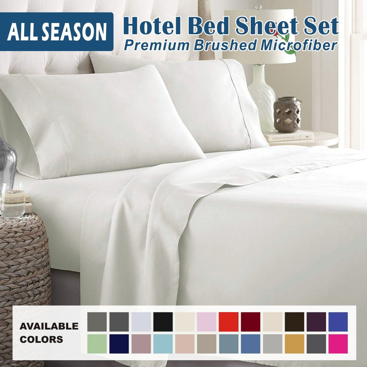 3 Piece Bed Sheet Set- Bedding Sheets & Pillowcases -Breathable Bedding - Wrinkle, Fade, Stain Resistant-Deep Pocket Flat Fit