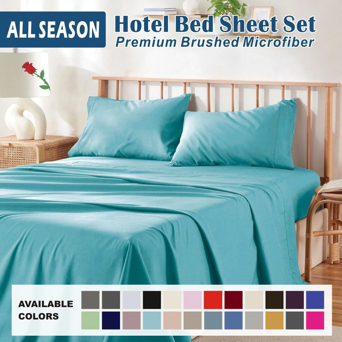 3 Piece Bed Sheet Set- Bedding Sheets & Pillowcases -Breathable Bedding - Wrinkle, Fade, Stain Resistant-Deep Pocket Flat Fit
