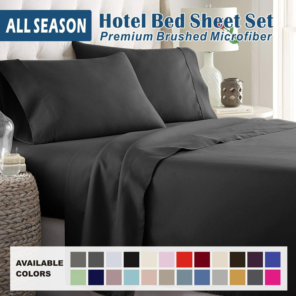 3 Piece Bed Sheet Set- Bedding Sheets & Pillowcases -Breathable Bedding - Wrinkle, Fade, Stain Resistant-Deep Pocket Flat Fit
