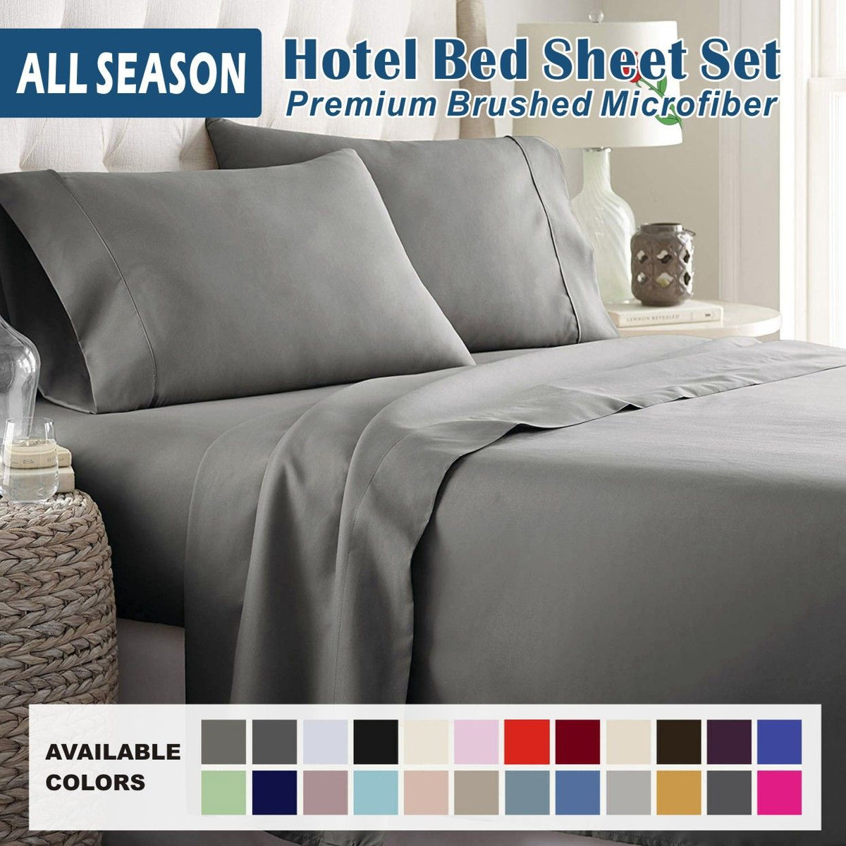 3 Piece Bed Sheet Set- Bedding Sheets & Pillowcases -Breathable Bedding - Wrinkle, Fade, Stain Resistant-Deep Pocket Flat Fit