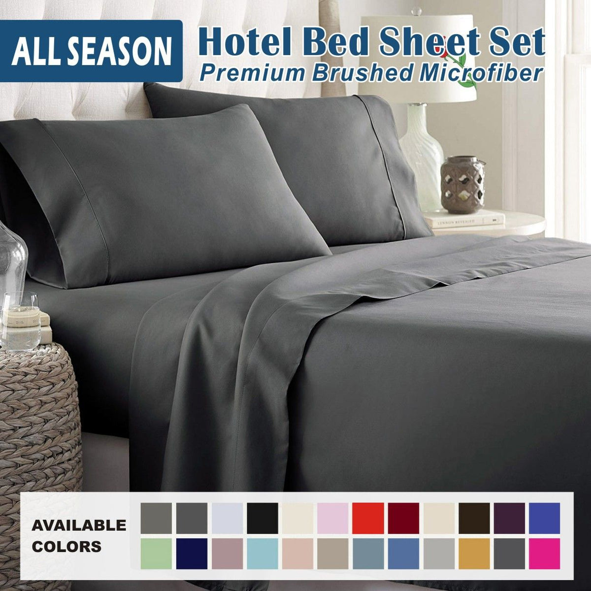 3 Piece Bed Sheet Set- Bedding Sheets & Pillowcases -Breathable Bedding - Wrinkle, Fade, Stain Resistant-Deep Pocket Flat Fit