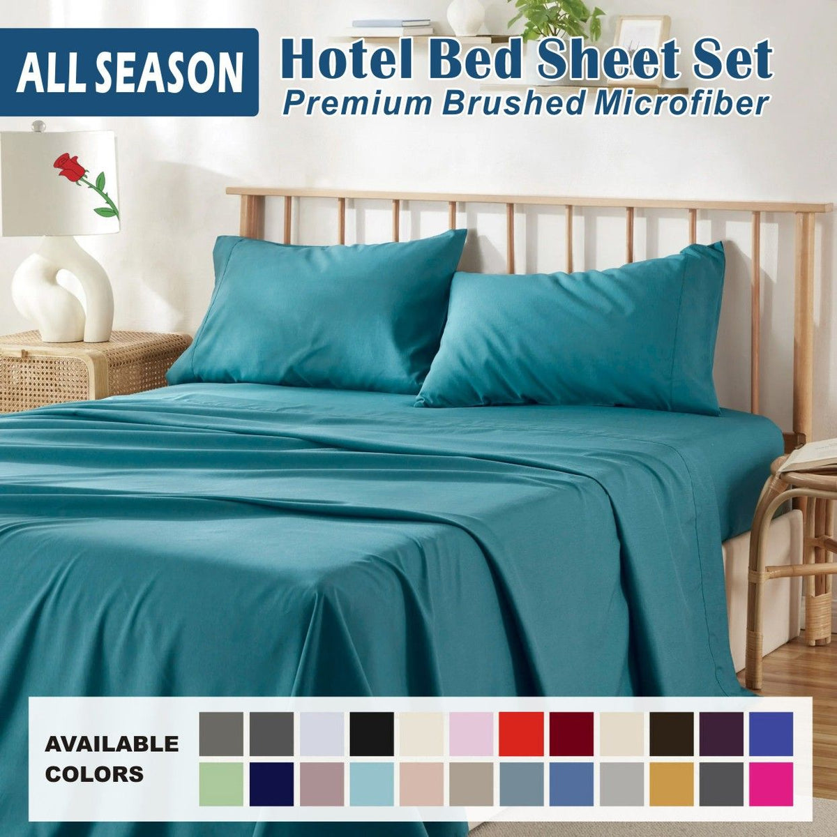3 Piece Bed Sheet Set- Bedding Sheets & Pillowcases -Breathable Bedding - Wrinkle, Fade, Stain Resistant-Deep Pocket Flat Fit
