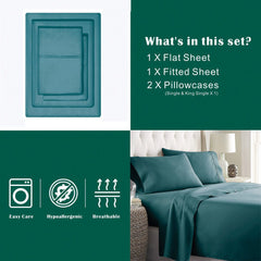 3 Piece Bed Sheet Set- Bedding Sheets & Pillowcases -Breathable Bedding - Wrinkle, Fade, Stain Resistant-Deep Pocket Flat Fit