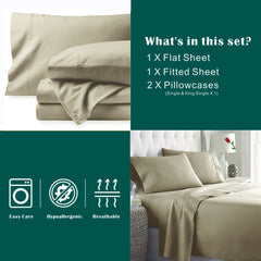 3 Piece Bed Sheet Set- Bedding Sheets & Pillowcases -Breathable Bedding - Wrinkle, Fade, Stain Resistant-Deep Pocket Flat Fit