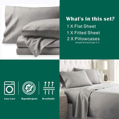 3 Piece Bed Sheet Set- Bedding Sheets & Pillowcases -Breathable Bedding - Wrinkle, Fade, Stain Resistant-Deep Pocket Flat Fit