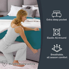 Hotel Quality Fitted Sheet - 1 Piece Fitted Sheet  -Breathable Bedding - Wrinkle, Fade, Stain Resistant- 16inch/40cm Deep Poc