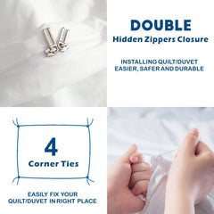 3 Piece Hotel Soft Microfiber Quilt Cover Set-2000TC Duvet/Donna Cover Set & Pillowcases -1 Quilt Cover Zipper Closure & 1 x 