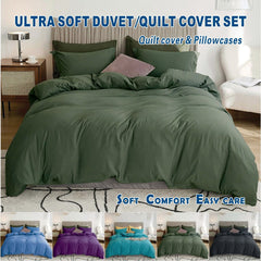 3 Piece Hotel Soft Microfiber Quilt Cover Set-2000TC Duvet/Donna Cover Set & Pillowcases -1 Quilt Cover Zipper Closure & 1 x 