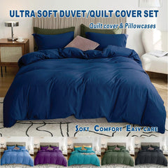 3 Piece Hotel Soft Microfiber Quilt Cover Set-2000TC Duvet/Donna Cover Set & Pillowcases -1 Quilt Cover Zipper Closure & 1 x 