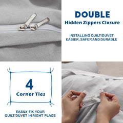 3 Piece Hotel Soft Microfiber Quilt Cover Set-2000TC Duvet/Donna Cover Set & Pillowcases -1 Quilt Cover Zipper Closure & 1 x 
