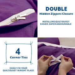 3 Piece Hotel Soft Microfiber Quilt Cover Set-2000TC Duvet/Donna Cover Set & Pillowcases -1 Quilt Cover Zipper Closure & 1 x 