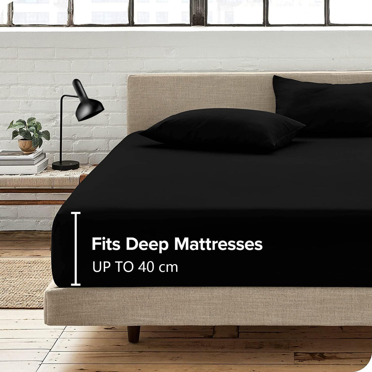 3 Piece Fitted Sheet Set- Fitted Sheet & Pillowcases -Breathable Bedding - Wrinkle, Fade, Stain Resistant- 40cm Deep Pocket F