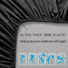 3 Piece Fitted Sheet Set- Fitted Sheet & Pillowcases -Breathable Bedding - Wrinkle, Fade, Stain Resistant- 40cm Deep Pocket F