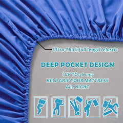 3 Piece Fitted Sheet Set- Fitted Sheet & Pillowcases -Breathable Bedding - Wrinkle, Fade, Stain Resistant- 40cm Deep Pocket F