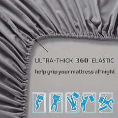 3 Piece Fitted Sheet Set- Fitted Sheet & Pillowcases -Breathable Bedding - Wrinkle, Fade, Stain Resistant- 40cm Deep Pocket F